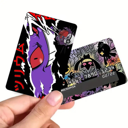 P-Pokemon Gengar Anime Diy Credit Debit Card Sticker Party Sticker Decoration Waterproof Small Chip Card Skin Sticker