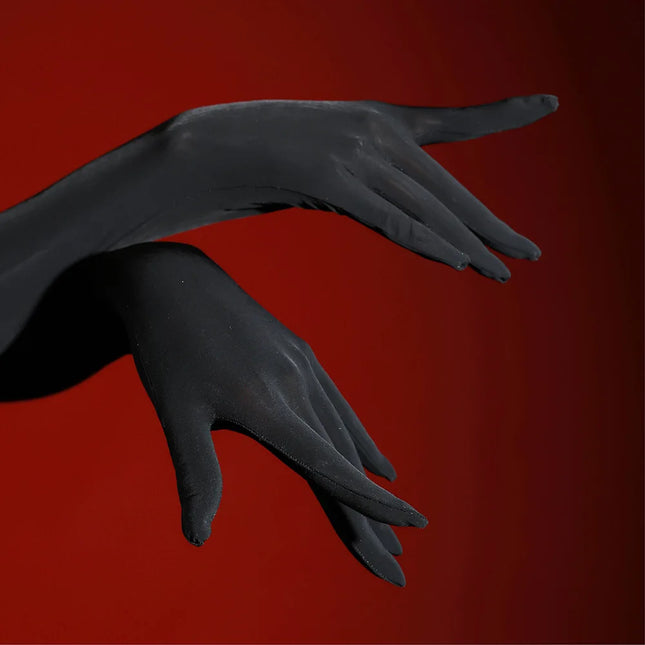 Sexy High Stretch Oil Luster Smooth Thin Five Finger Gloves Women Clubwear Cosplay Tight Erotic Stockings Nylon Long Gloves