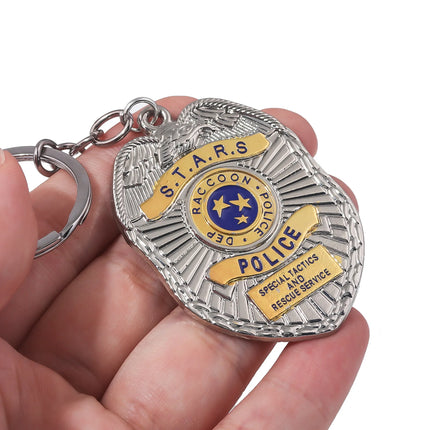 Movie Game Resident Evil Keychain Raccoon Symbolize Police Pendant Badges Cosplay Props Women Men Fans Jewelry Accessories Gifts
