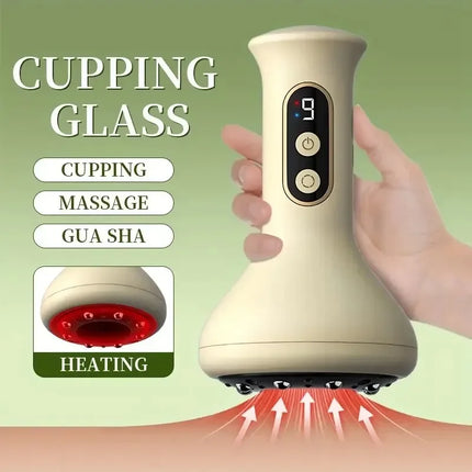 USB Rechargeable Abdominal Massager for Hot Compress and Adjustable Guasha Cupping Intensity Arm and Leg Massage Handheld