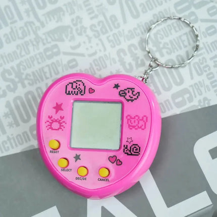 Mini Tamagotchi Game Console Keychain, Multilingual Electronic Pet Toy， Pixel Game Boy Pendant for Kids