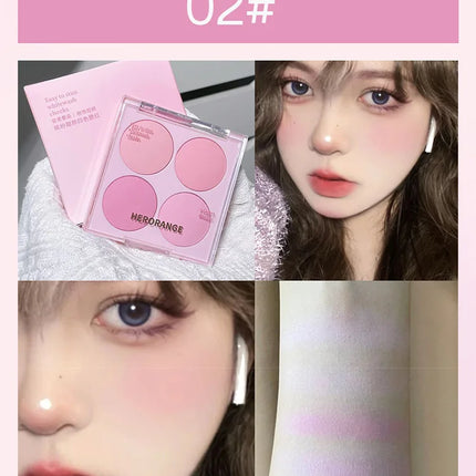 4 Colors Blush Powder Face Makeup Set Mixed Sweet Warm Colors Matte Cheek Powder Facial Beauty Cosmetic Makeup Blush