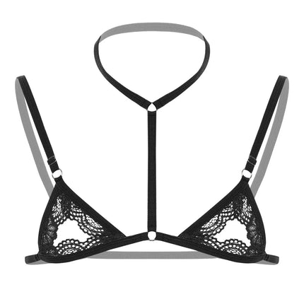Sexy Men Harness Erotic Bra Man Lace Lingerie Sissy Nightwear Fetish Sheer Halter Neck Crossdress Straps hombre Mini Bras