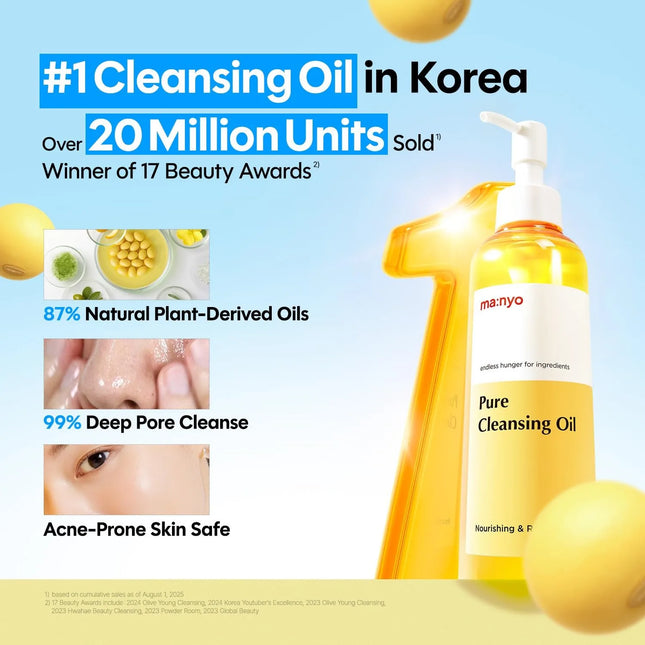 ma:nyo Double Cleanse Set Pure Cleansing Oil Deep Cleansing Foam Blackhead Melting Daily Makeup Removal Korean Skincare