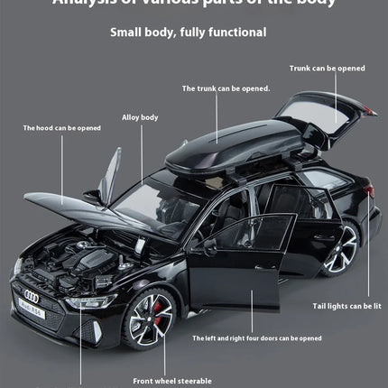 1:32 Audi RS6 Quattro Station Wagon Alloy Metal Diecast Vehicles Car Model Sound & Light Holiday Gifts For Friend Hobby Collect