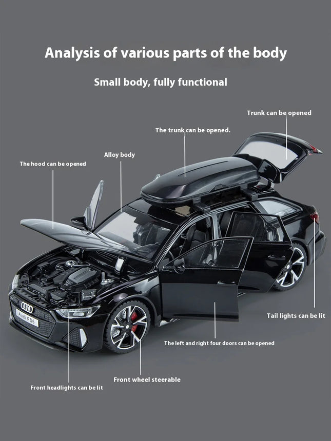 1:32 Audi RS6 Quattro Station Wagon Alloy Metal Diecast Vehicles Car Model Sound & Light Holiday Gifts For Friend Hobby Collect