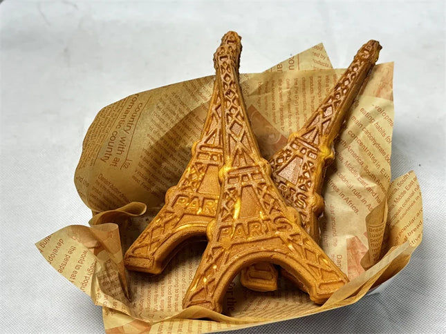 High Quality Tower Shaped Waffle Making Machine Electric Customized Paris Tower Waffle Pancake Maker Baker Snack Equipment