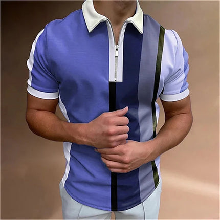 Men's Tops Polo Golf Men's King Print T Shirt High Quality Turndown Short Sleeve Zipper Pullover Original Golf Wear Men Clothing