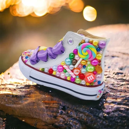 Handmade Rhinestones Bling Girls Women Kids And Mother Candy Canvas Shoes Pearls Sneakers For Girl Birthday Party Wedding