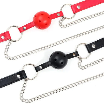 1Pc Erotic Toy PU Leather Mouth Gag Ball Oral Sex With Chain Clip Breast Nipple Clamps Bondage Harness Sex Toys Adult Games
