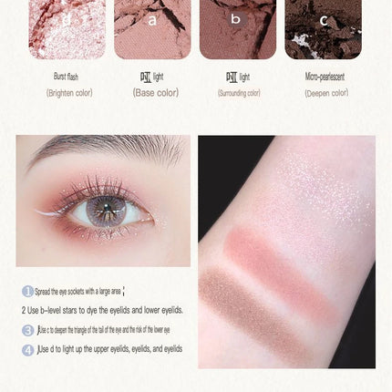 NOVO Four-color Eyeshadow, Matte, Pearlescent, High-gloss, Sweat-proof, Water-resistant, Ins, High-end And Affordable
