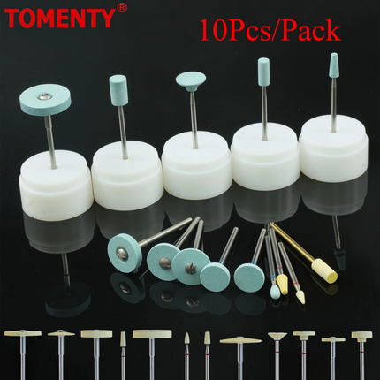 10Pcs High Quality Dental Ceramic Diamond Polishing Burs for Dentist Lab Quick Polishing Zirconia Porcelain Crown Tools