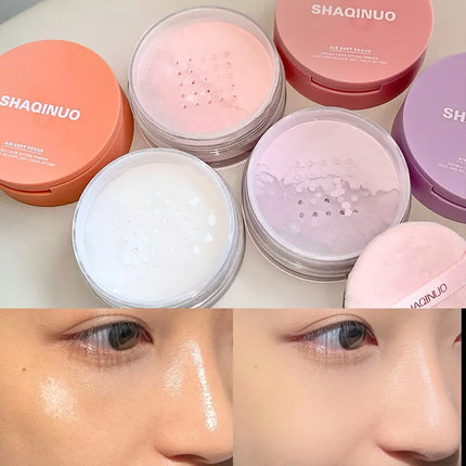 SHAQINUO Dual-Effect Translucent Powder Compact-Pencil+Loose Powder,Instant Skin Smoothing,Brightens&Controls Oil Without Caking