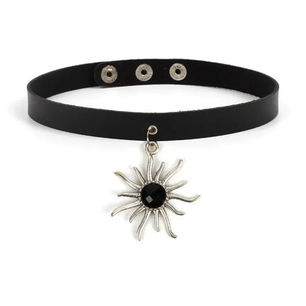 Woman Black Punk Choker Collar Necklace Sexy PU Leather Heart Lock Key Spike Chocker Gothic Cosplay Accessories Party Jewelry