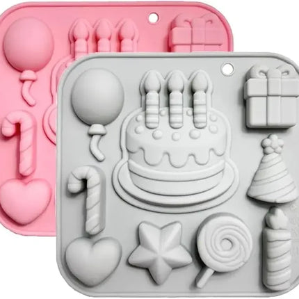 Diy Birthday Cake Silicone Mold Gift Box Balloon Birthday Themed Baking Moulds for Chocolate Cake Dessert Candy Cake Decoration