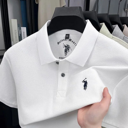 Men's Short Sleeve Polo Shirt Embroidered Cotton Blend Breathable Fashionable Turn-down Collar Summer New Arrival T-shirt