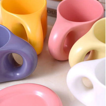Creative Nordic minimalist ceramic coffee cup and plate set, niche high-end business ceramic mugs, drinking cups