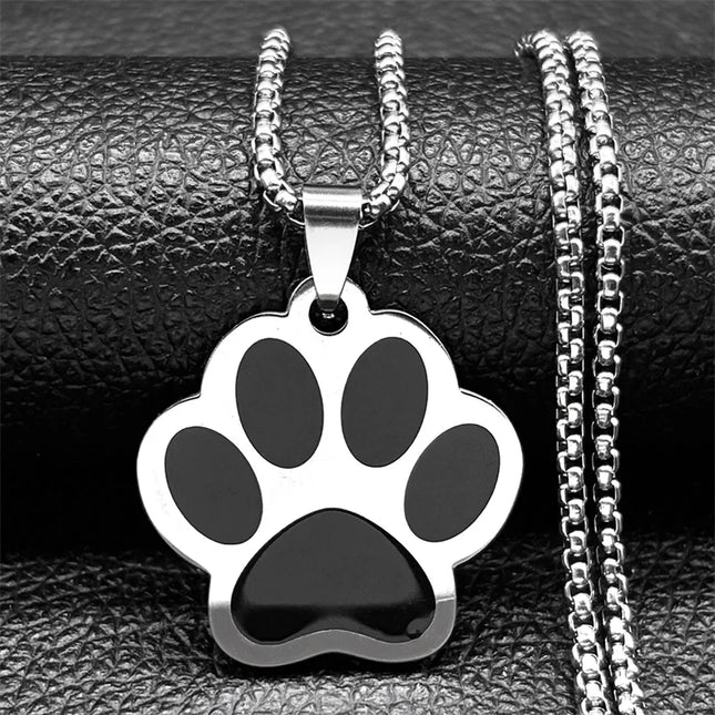 Punk Dog Paw Pendant Necklace for Women Men Stainless Steel Gold Silver Color Animal Puppy Claw Chain Jewelry colar masculino