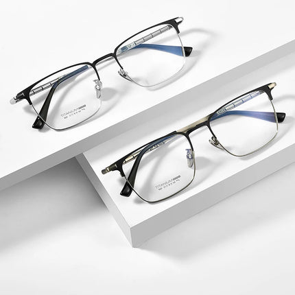 ZIROSAT 9009T Optical Glasses Pure Titanium Full-rim Frame Prescription Eyeglasses Rx Men Glasses for Male Eyewear