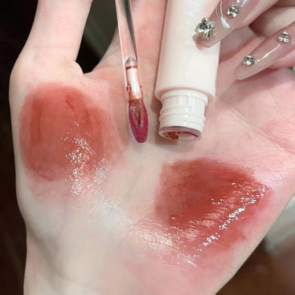Cherry Pink Waterproof Mirror Finish Water Lip Gloss Nude Brown Clear Tint Glass Lip Oil Liquid Makeup for Luminous Look