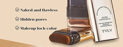 TVLV Long Lasting Matte Foundation Stick-Full Coverage Waterproof Brighten Makeup Base for Compact Concealer Stick with Brush