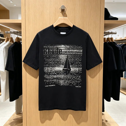 USA Flag Print RHUDE T Shirt Men Women American Streetear High Quality Loose Short Sleeve Tees Tops