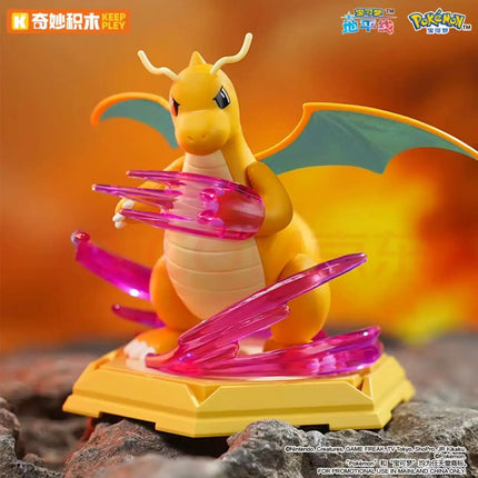 Keeppley Pokemon Fight! Serie Building Block Toys Dragonite Garchomp Gardevoir Charizard Gengar Eevee Action Assembly Model Toys