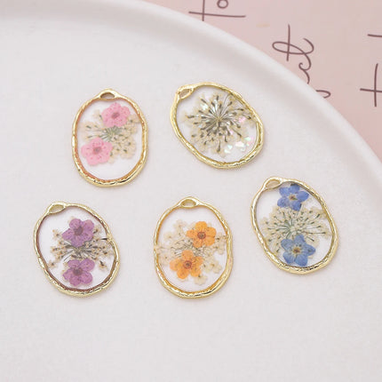 2pcs/Lots Alloy Enamel Charms Dried Flower Pendant for Handmade DIY Necklace Bracelet Earring Jewelry Making Accessories