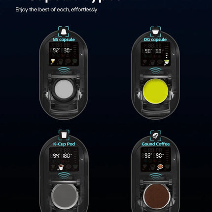 HiBREW 6 in 1 Multiple Capsule Coffee Machine Hot/Cold DG Nes Capsule ESE Pod Tea Basket Ground Coffee Cafeteria 20Bar H6