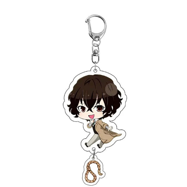 Cute Anime Figure Dazai Osamu Kunikida Doppo Edogawa Rampo Nakajima Atsushi Key Ring Fashion Acrylic Key Chain Plate Fans Gift