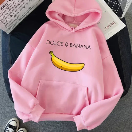 Winter Autumn Fashion Dolce Banana Print Women Hoody Casual Fleece Woman Hoodie Pullover Sweatshirts Womnen Clothing
