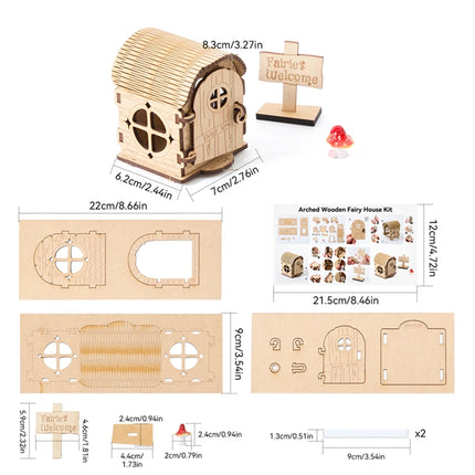 Wooden Elf Door Set Cartoon Room Decor Dollhouse Character Stickers Fairytale-Style Balcony Decor Hanging Ornaments Gift