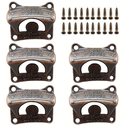 1/5/10pcs"Beer O' Clock" Bottle Opener Wall Mounted Retro BBQ DIY Solid Beer Opener Tools Bar Decorative  Opener Kitchen Gadgets