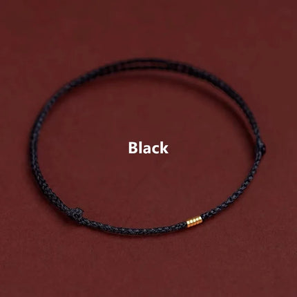 Hand Braided Red Rope Bracelet Copper Lucky Bead Hand Rope Couple Bracelet Simple Buckle Ethnic Original Female Accessory