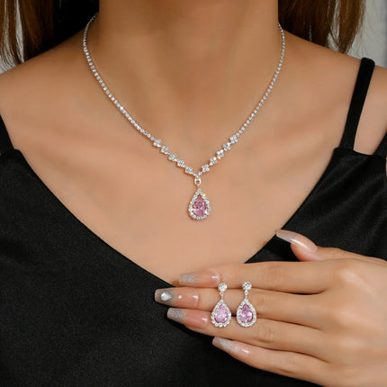 3PC Women's Fashion Trend Copper Claw Chain Series Water Drop Necklace Earrings Jewelry Set Wedding Banquet Party Holiday Gift