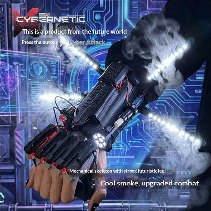 Cyberpunk Mechanical Arm Mechanical Exoskeleton Seven Color Lights Cool fog Spray Black Technology Cosplay Gift For Adult