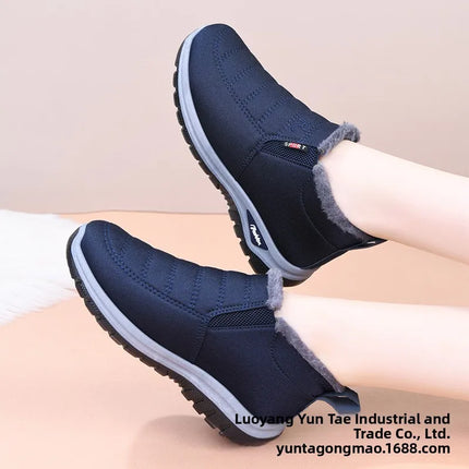Winter New Fleece Lined Anti-slip Soft Bottom Women's Short Boots Thick Warm Cotton Shoes round Toe Casual Style Comfortable