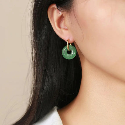 Crystal Earring Natural Rose Quartz Amethyst Crystal Green Aventurine Round Hollow Women Stone Stud Earrings Jewelry Gifts