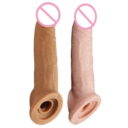 Penis Sleeve Enlarger For Men Dick Extension Sexy Adult Toy For Men Cock Sleeve For Penis Cover Reusable Condom