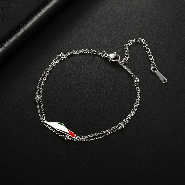 COOLTIME Palestine Map Charm Women Bracelets Stainless Steel Adjustable Double Layer Men Geography Bracelet Jewelry Wholesale