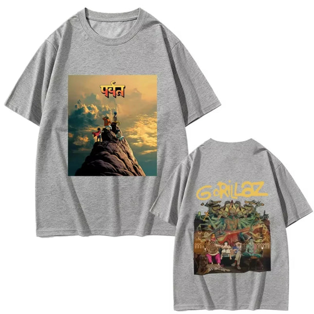 Rock Band Gorillaz The Mountain Tour 2026 T-shirt Men's Women Vintage Soft Cotton T Shirts Male Casual Oversized Crewneck Tshirt