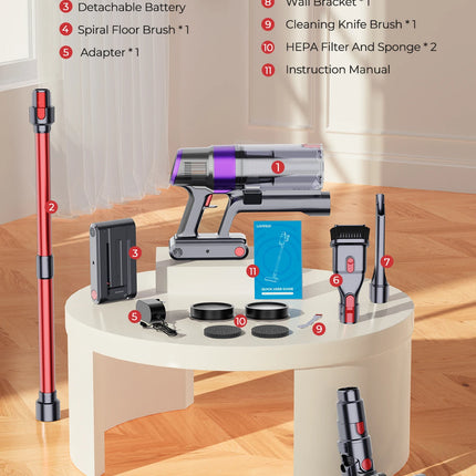 LARESAR V8 48Kpa 500W Cordless Vacuum Cleaner Car 60 Mins Home Appliance Wireless Removable Battery 2024 NEW Brushless motor
