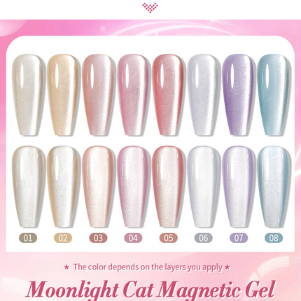BORN PRETTY Cat Magnetic Moonlight Gel Nail Polish Set 10ml Sparking White Silver Water-light Soak Off UV Gel Nail Art Manicure