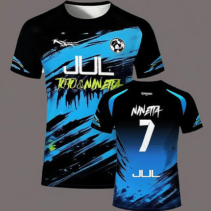 JUL 3D Series 90-Minute Football T-Shirt, Quick-Dry Summer Outdoor Sports T-Shirt for Men, Loose-Fit Crew Neck T-Shirt