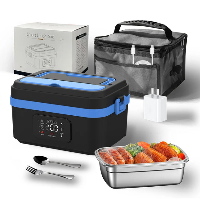 Electric Stainless Steel Insulated Lunch Box 12000mah Inside Battery Heating Recharge Digital Display Outdoor Use Lunch Box 304