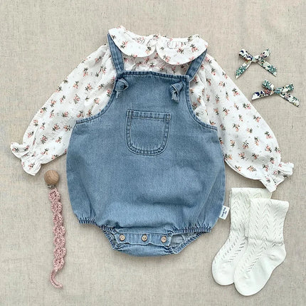 2025 New Baby Boy Girl Romper Cowboy Sleeveless Jumpsuit Toddler Baby Boy Girl Romper Solid Color Boy Casual Costume Baby Romper