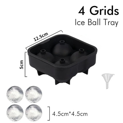 Ice Cube Tray Silicone Ice Ball Freezer Mold Square Ice Cube Maker with Lid 4/6/8 Grids for Whiskey Cocktail Coffee Accessories