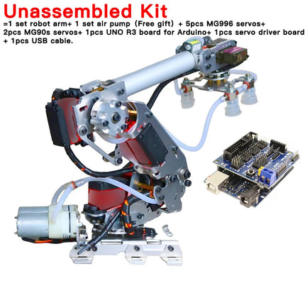 Arduino 7 Dof Large Suction Air Pump Robot Arm Multi DOF Manipulator Mindustrial Robotic Model 6-Axis Robot Claw Gripper