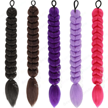 Synthetic Purple|Black|Brown|Pink Braids Ponytail Hair Extensions Long Ponytail for Kids Girls Halloween Cosplay Daily,Rumi Hair