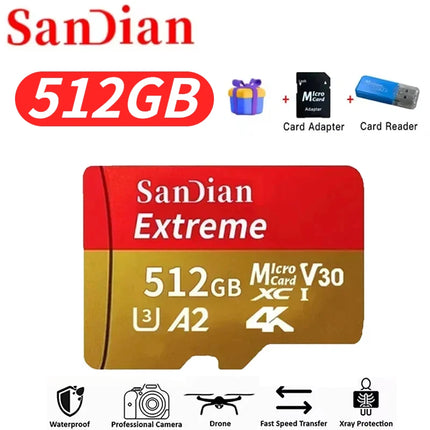 High-Speed Storge SD Card 128GB Original Micro TF Card 512GB Class 10 High Speed Transfer  for Camera/PC/Phone